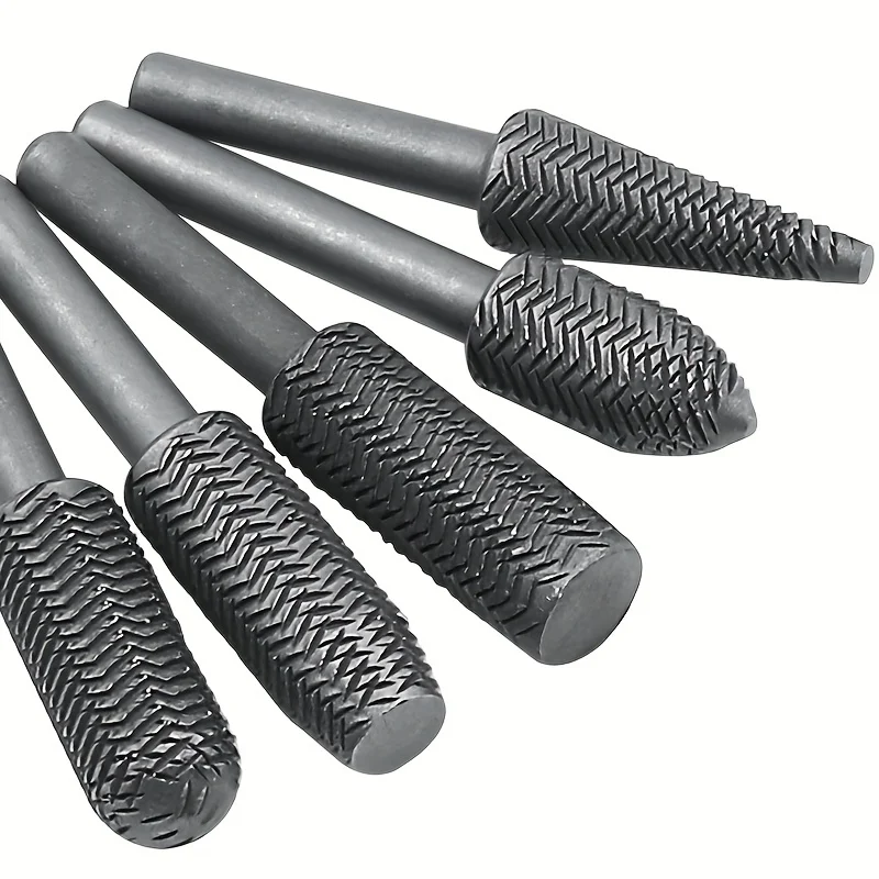 5 stücke Premium-Hartmetall-Grat-Set-Hoch geschwindigkeit schneiden, Holz schnitzerei, Dreh-Raspel-Bohrer feilen für die Holz bearbeitung, Zimmerei, Gravur – Detail 2