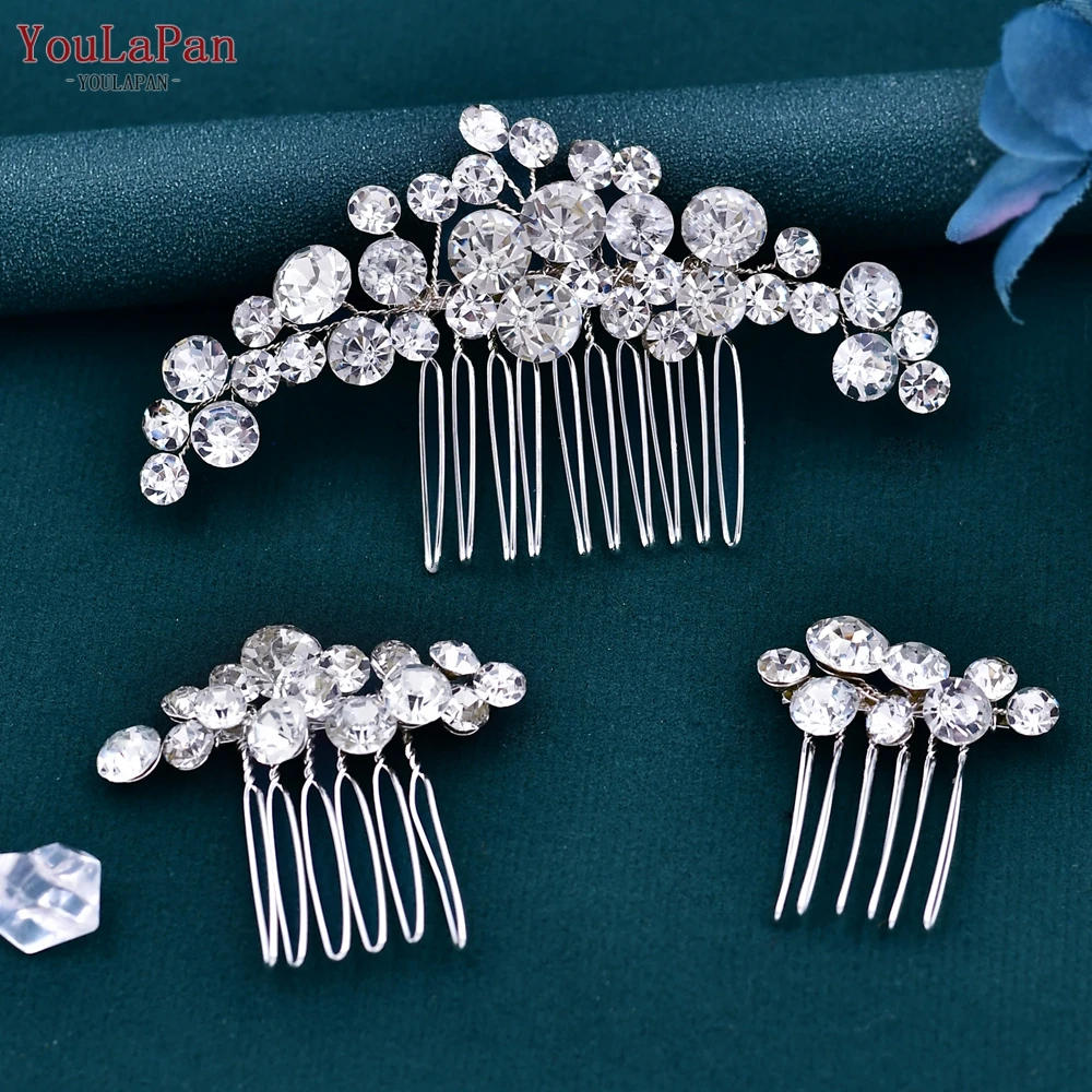 YouLaPan-Juego de peines de diamantes de imitación para mujer, horquilla nupcial hecha a mano, accesorios para el cabello de boda, pinza para el cabello para niña, HP387