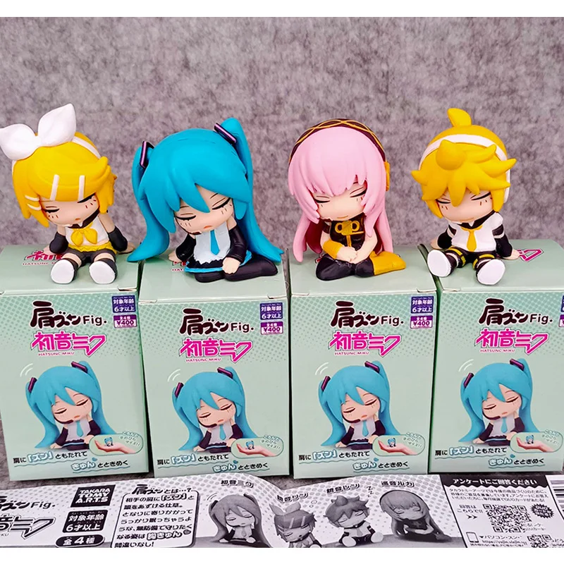 4pcs/set Hatsune Miku Anime Action Figure Kagamine Rin Kagamine Len Model Toy Decor Ornaments Birthday Gift for Children Fans