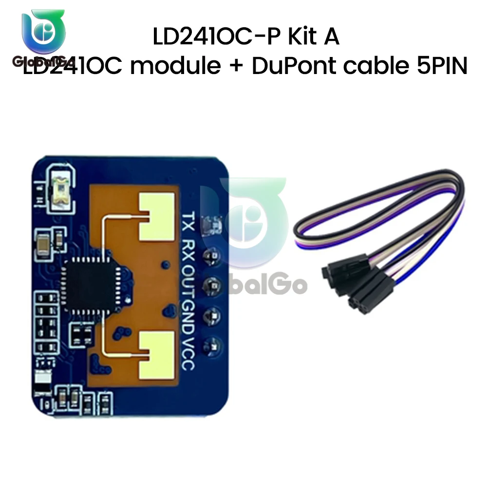 HLK-LD2410C DC5V 24G Human Presence Radar Sensor Motion Module 0.75m-6m Distance Adjustable Sensor Board With Cable