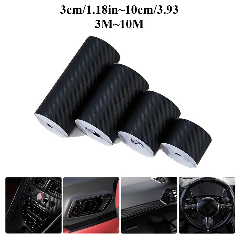 

1-10m Nano Carbon Fiber Car 3D Tape Sticker Door Mirror Paste Protector Strip DIY Protection Protective Film Waterproof Adhesive