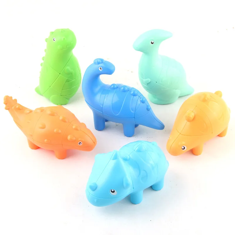 New Creative Cute Rotating Dinosaur 2-step Magic Cube 3 in 1 Set Cartoon Deformation Dinosaur Magic Cube Toys Kids Puzzle Toys