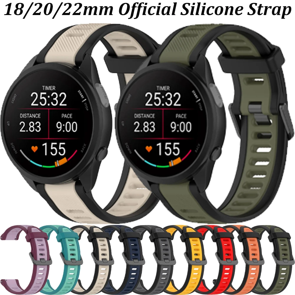 18/20/22 mm offizielles Silikonarmband für Garmin Forerunner 165 55 265 965 570 970/Vivoactive 6 5, atmungsaktives Armband, Venu 4/3 Gürtel