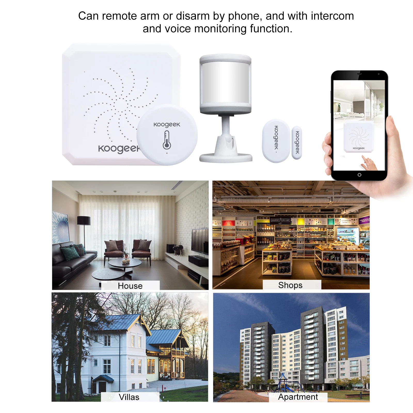 Sistema de alarma de seguridad para el hogar inteligente WiFi inalámbrico Zigbee Gateway Host PIR Detector de movimiento Sensor magnético inalámbrico de puerta y ventana Temp