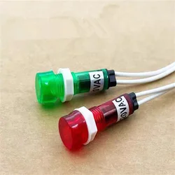 10Pcs AC 220V Neon Indicator Pilot Signal Lamp Red Green yellow Light w 7.7