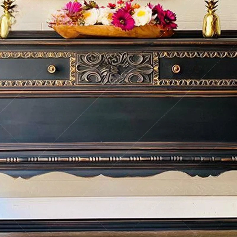 خزانة مدخل على شكل زهرة من الخشب الصلب الفرنسي القديم، خزانة مدخل خزانة مزخرفة أمريكية قديمة #3