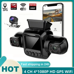 4 canali Full HD 4*1080P DVR per auto GPS WiFi Dual Lens 8 visione notturna a luce infrarossa 4 canali 170 ° Dash Cam 24H Monitor di parcheggio