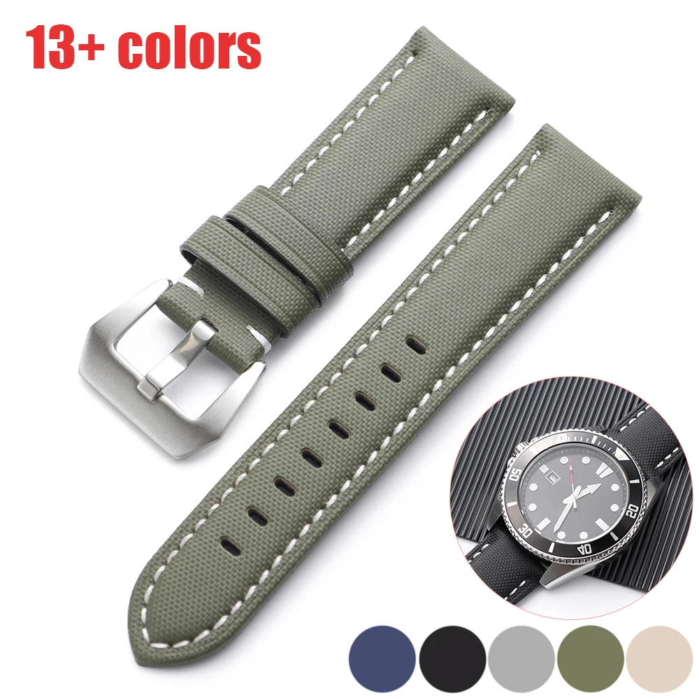 20mm 22mm 24mm 26mm Sailcloth Straps for Omega for Panerai for Seiko Divers Watches Men Women Universal Nylon Leather Watch Band