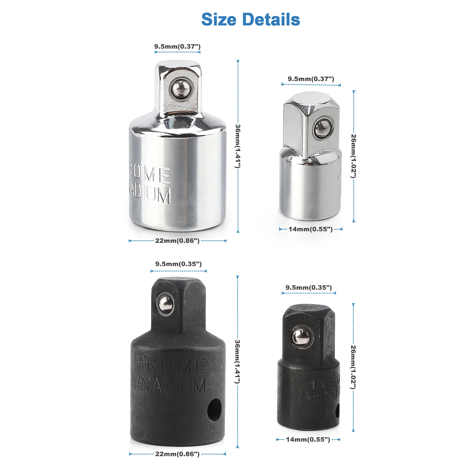 Socket Adapter and Reducer Set 1/4