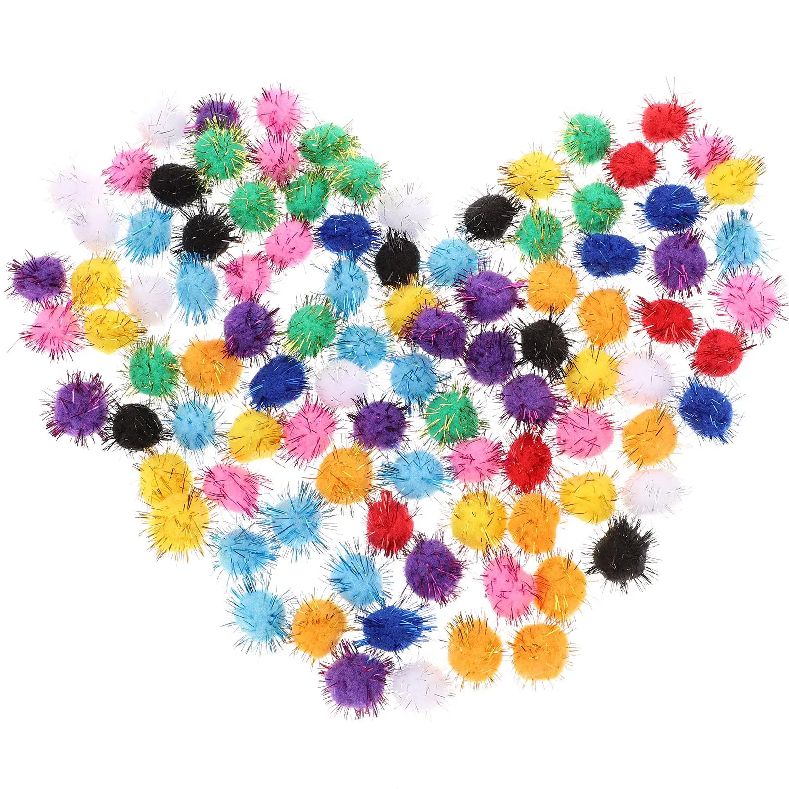 

100 Pcs Cat Toy Plush Ball Assorted Pompom Balls Fuzzy Toys Puffballs Crafts for Indoor Cats Ornament Kitten Child