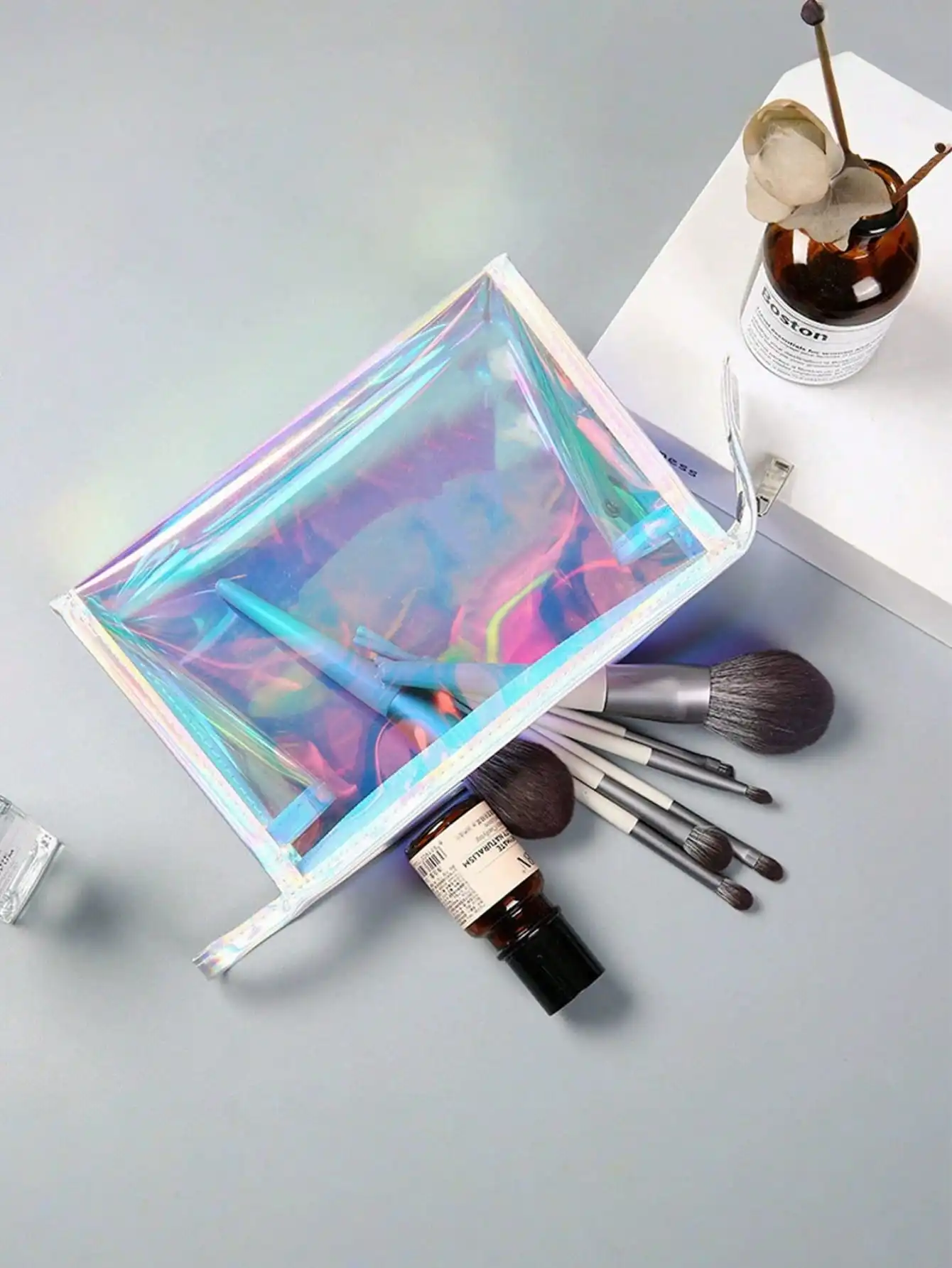 

Color Laser Cosmetic Organizer Portable Toiletries Home Storage Bag Waterproof Home Bag Stationery Storage Bags Home