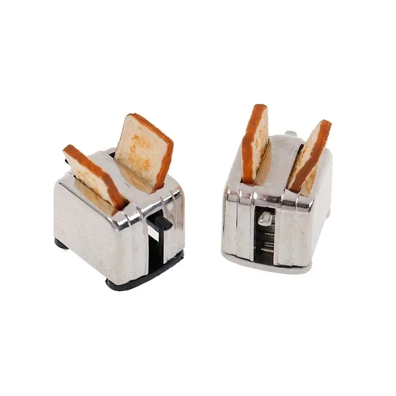 1/12 Scale Dollhouse Mini Bread Machine with Toast Simulation Toaster Model Cute Miniature Doll House Kitchen Scene Decor