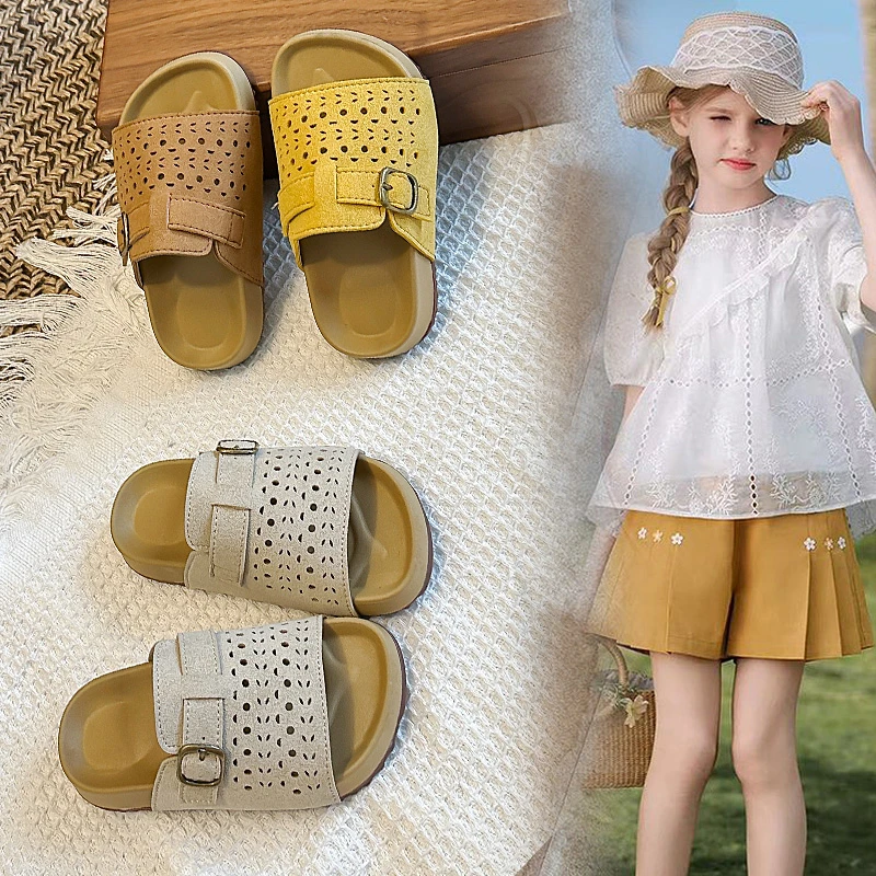

Kids Hollow Out Buckle Slides Girls Boys Summer Soft Sandals Toddler Beach Slippers Children Casual Outdoor Walking Shoes