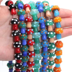 10pcs 12x17mm Colorful Mushroom Shape Lampwork Glass Loose Beads for DIY Crafts Jewelry Making Findings Handmade Jewelry Beads