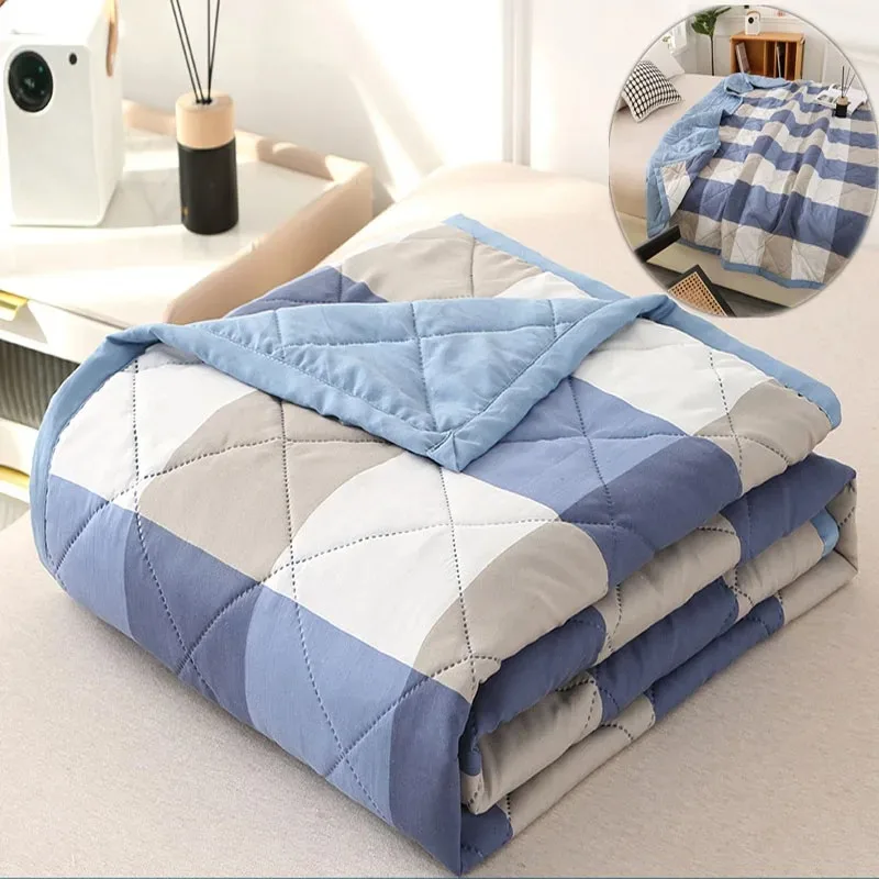 Quilt Washed Cotton Air Condition Thin Comforter Blanket Bedspread for Single Double Queen King Bed Coverlet Plaid Summer