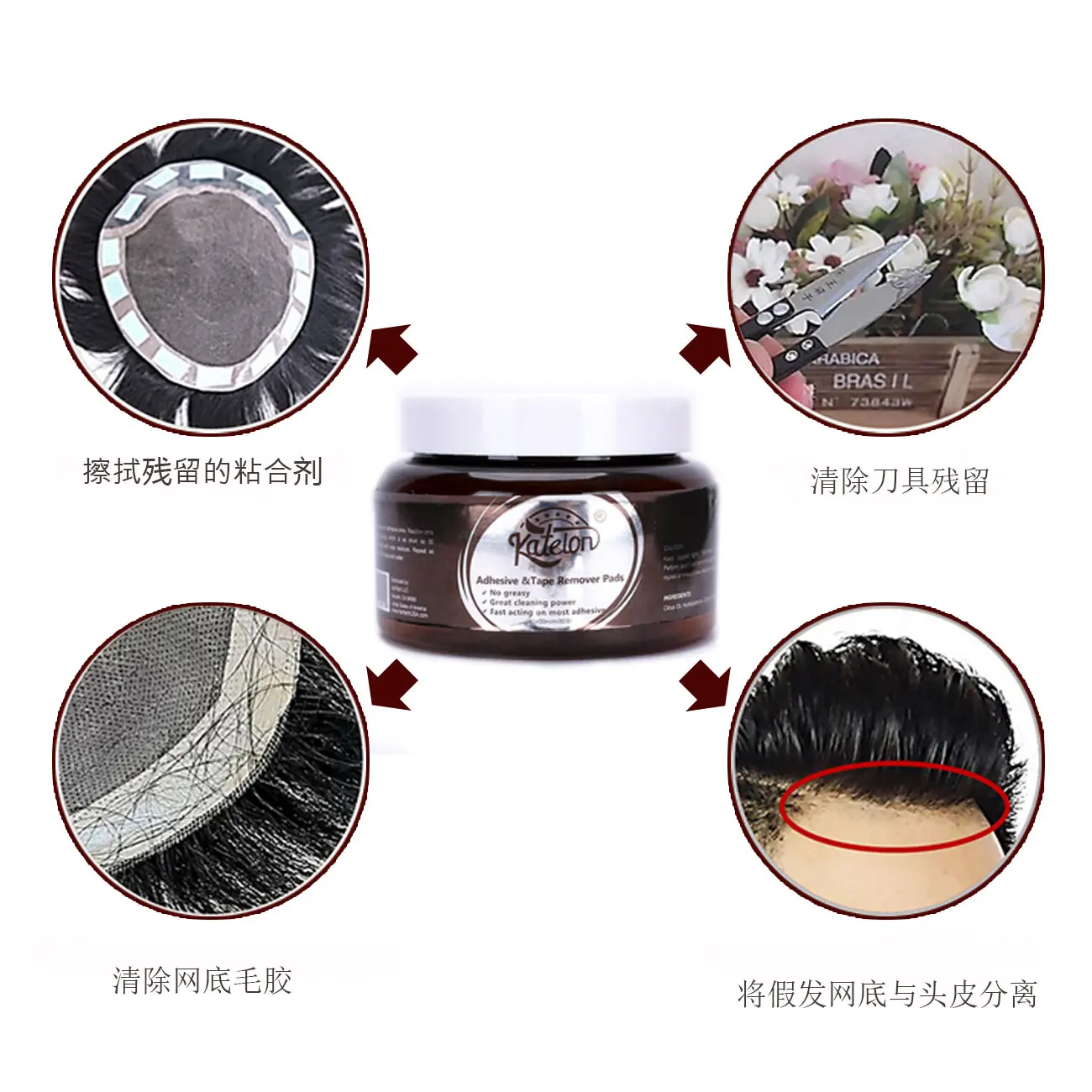 Toupee/Wig Tape Remover Wipes 30Pcs Adhesive Remover Pads For Tape In Hair Extension Wig Glue Remover Pads Repair Tape Stickness image 5