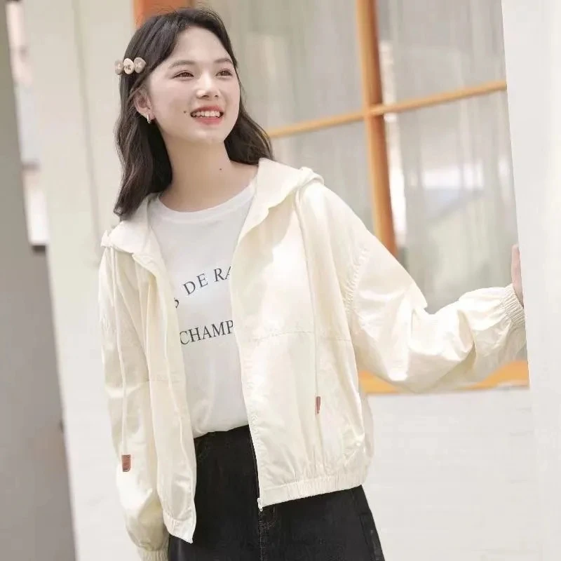 Korean Female Loose Ultraviolet-proof Sunscreen Clothing Tops Coat Women Summer Solid Color Versatile Sunscreen Clothing Jacket