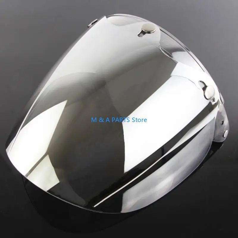 U1JF Motorcycle Helmet Bubble Visor 3-Snap Design Open Face Helmet Visor with PC Lens Gift for Motorcycle Enthusiasts
