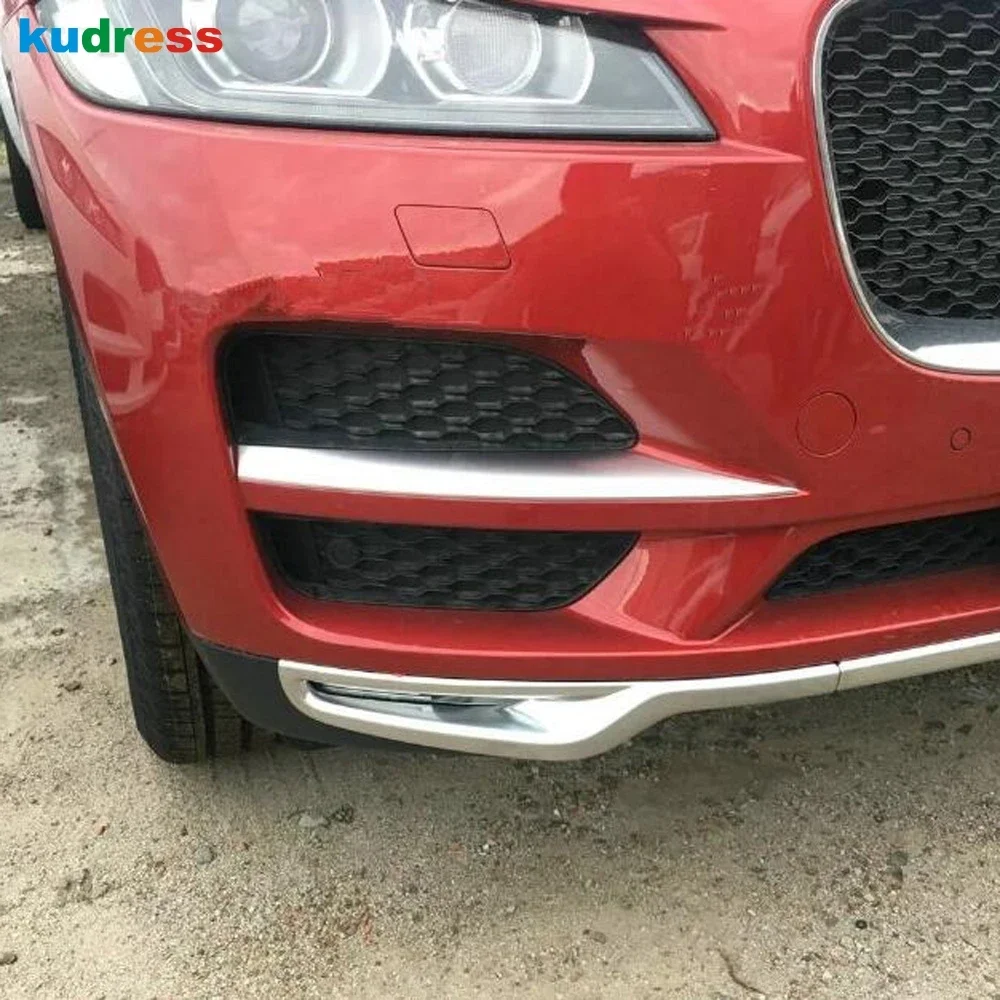 For Jaguar F-Pace 2016 2017 2018 Matte Car Front Bumper Grille Grille Cover Trim Head Fog Light Lamp Molding Strip Accessories