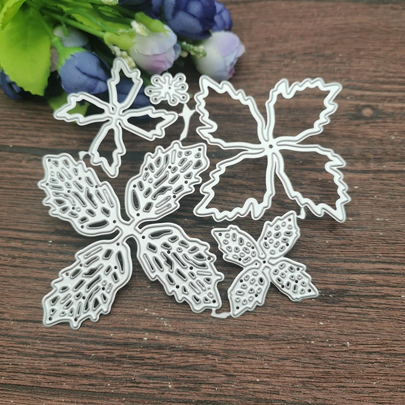 Szablony do wycinania metalu, kwiat na boże narodzenie, DIY, Scrapbooking, dekoracyjne wytłaczanie, rękodzieło