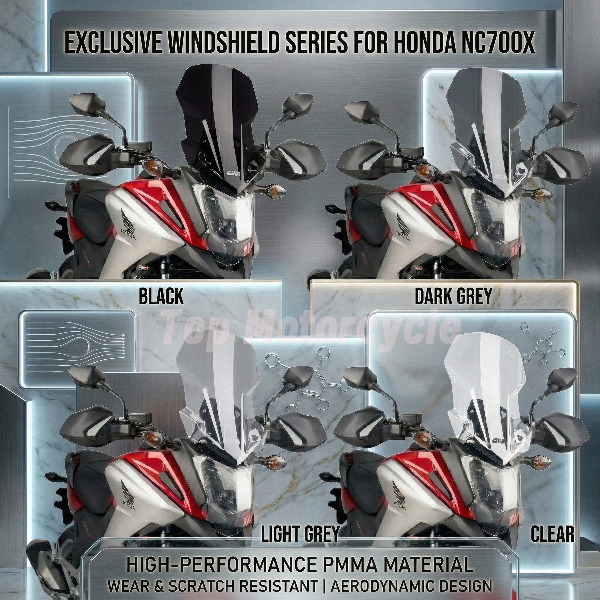 Motorcycle Sport Racing Windscreen Windshield Air Deflector Front Wind Glass Fit for Honda NC700X NC750X  2016-2019