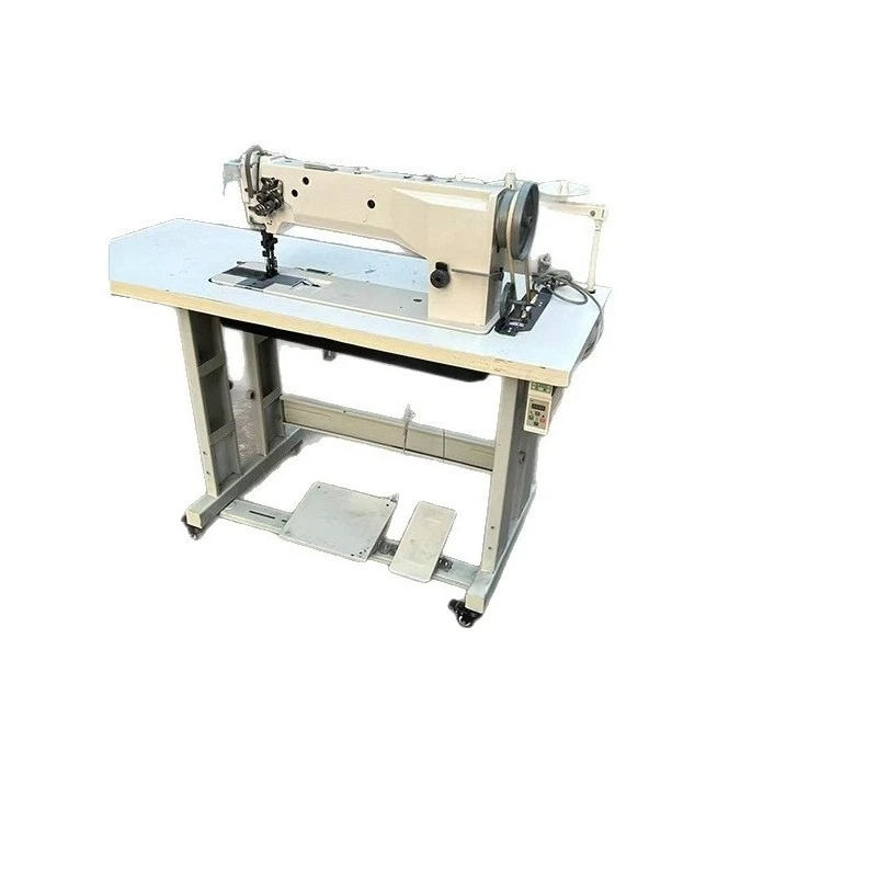 

Long arm car three synchronous thick material double needle luggage car floor mat splicing tent pressing thread sewing machine