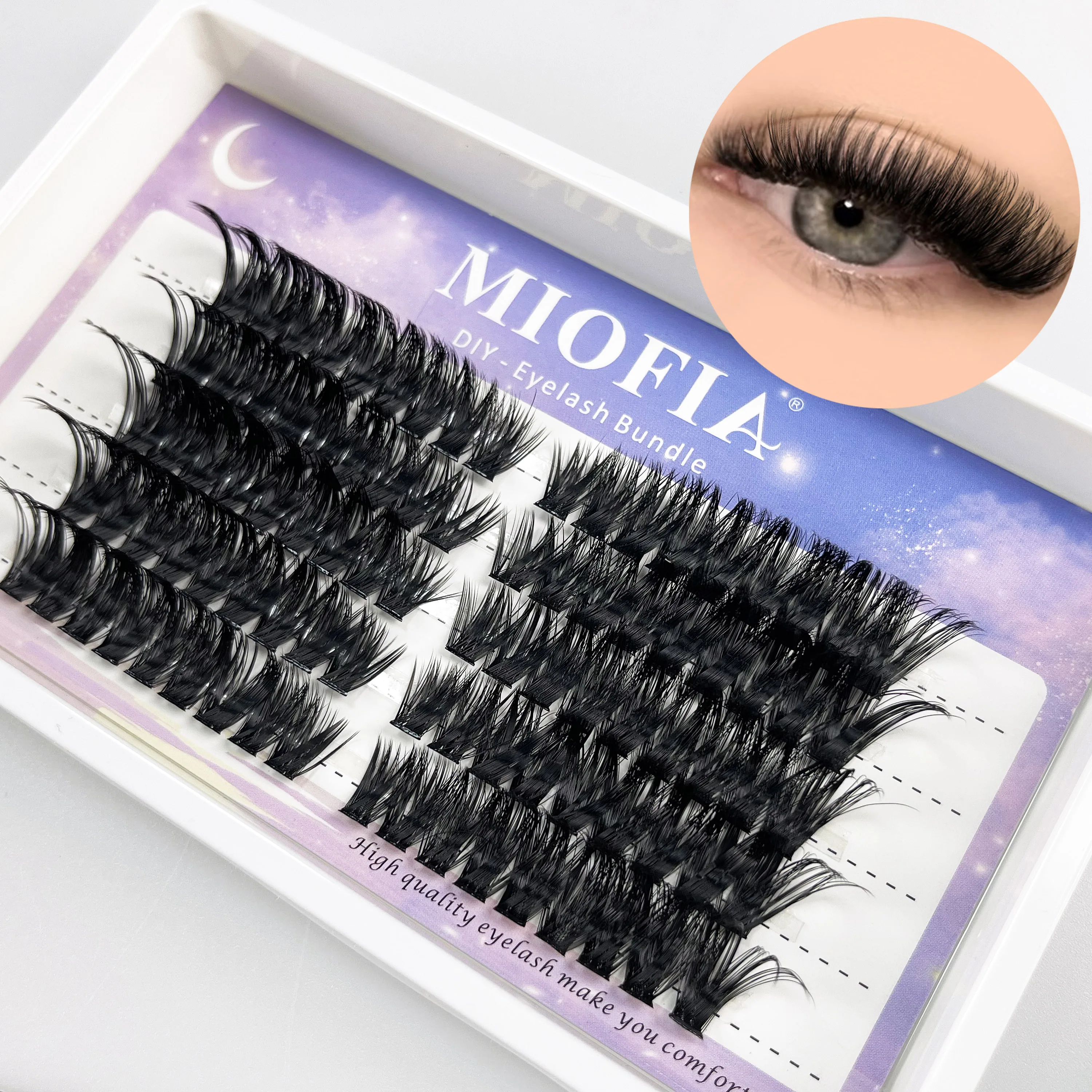 MIOFIA Lashes Clusters DIY Eyelash Extension Volume Fluffy Clusters Lashes Wispy Individual Lashes 3D Cat Eyelashes Makeup Tools