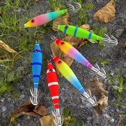 New Luminous Squid Hook Double Umbrella Cuttlefish Soft Cloth Roll Wooden Shrimp Fake Bait Rocket Ink Octopus Stainless Steel