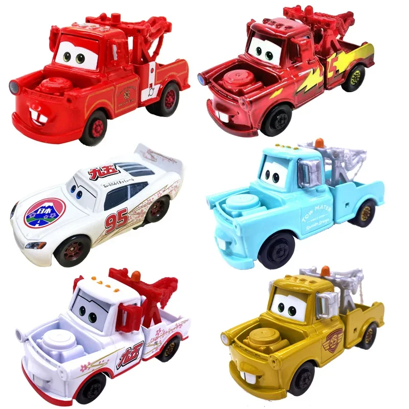 1:55 Disney Pixar Cars 2 3 Mater Lightning McQueen Special Edition Japanese Golden Green Metal Diecast Car Model Toys Kids Gift