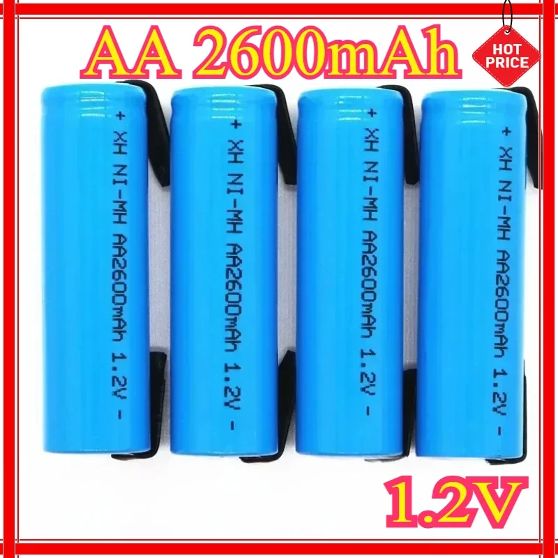 

2-4PCSOriginal AA Rechargeable Battery 1.2V 2600mah AA NiMH Battery with Solder Pins for DIY Electric Razor toothbrush Toys