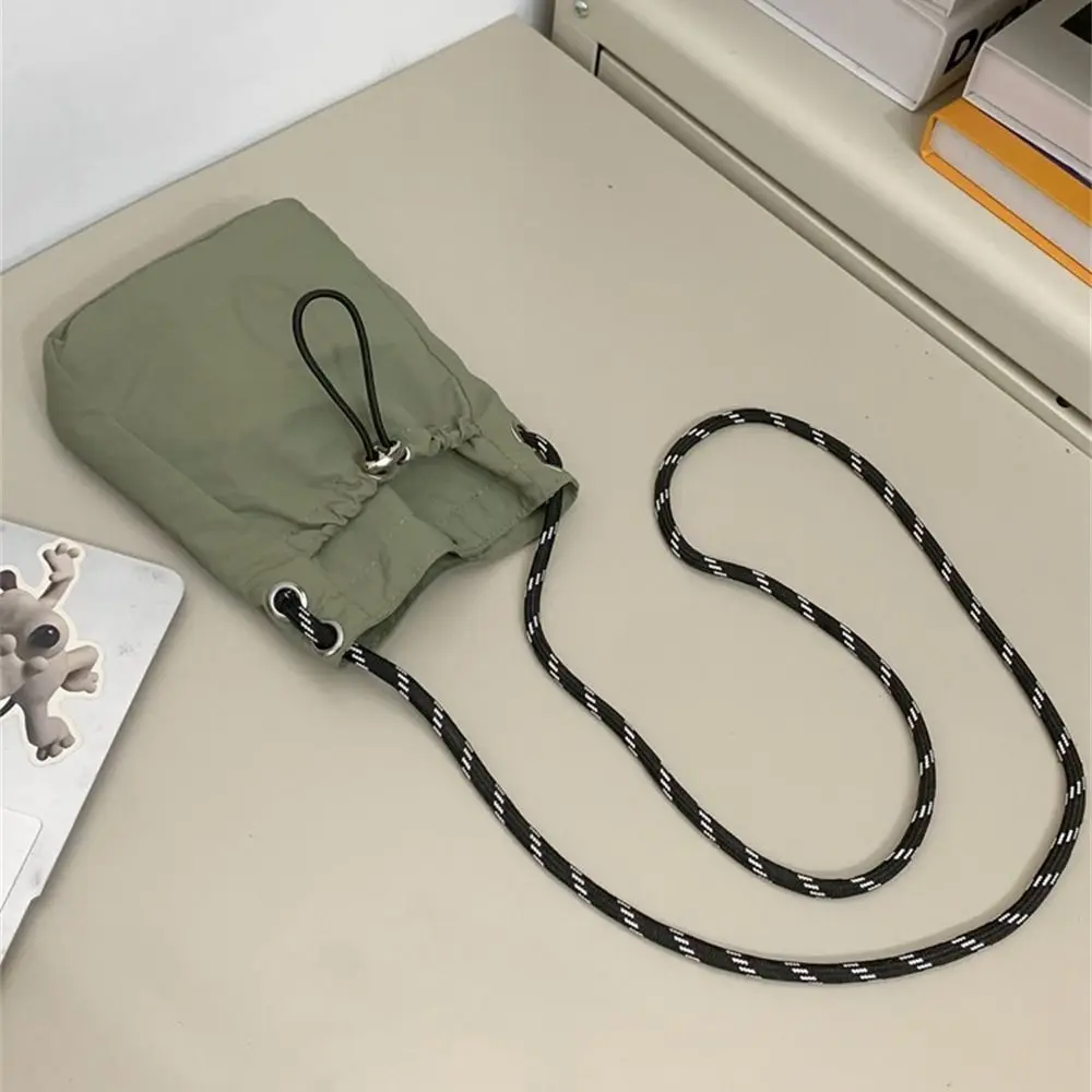 Fashion Canvas Shoulder Crossbody Bags Lightweight Minimalist Style Phone Bag Solid Color Small Coin Purse for Sports Travel