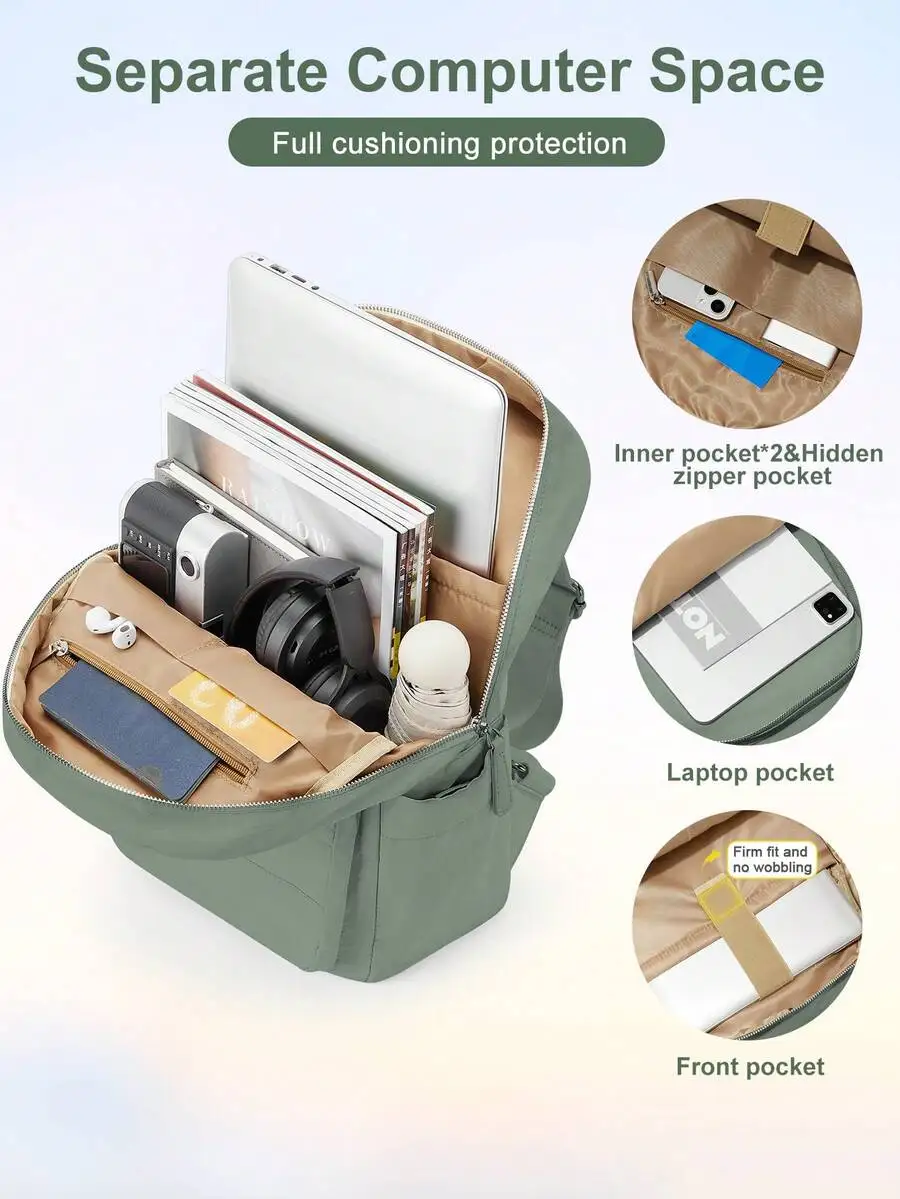 Women's Laptop Backpack, Suitable For 14/15 Inch Laptops, Fashionable Waterproof Lightweight Travel Office Business Teacher Nurs