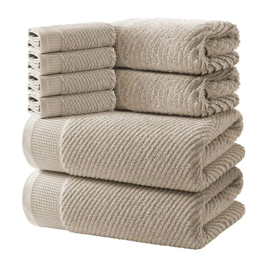 

Набор из 8 полотенец премиум-класса: 2 банных полотенца, 2 полотенца для рук, 4 салфетки для умывания, 100% хлопок, быстросохнущие, высокоабсорбирующие полотенца для ванной комнаты.