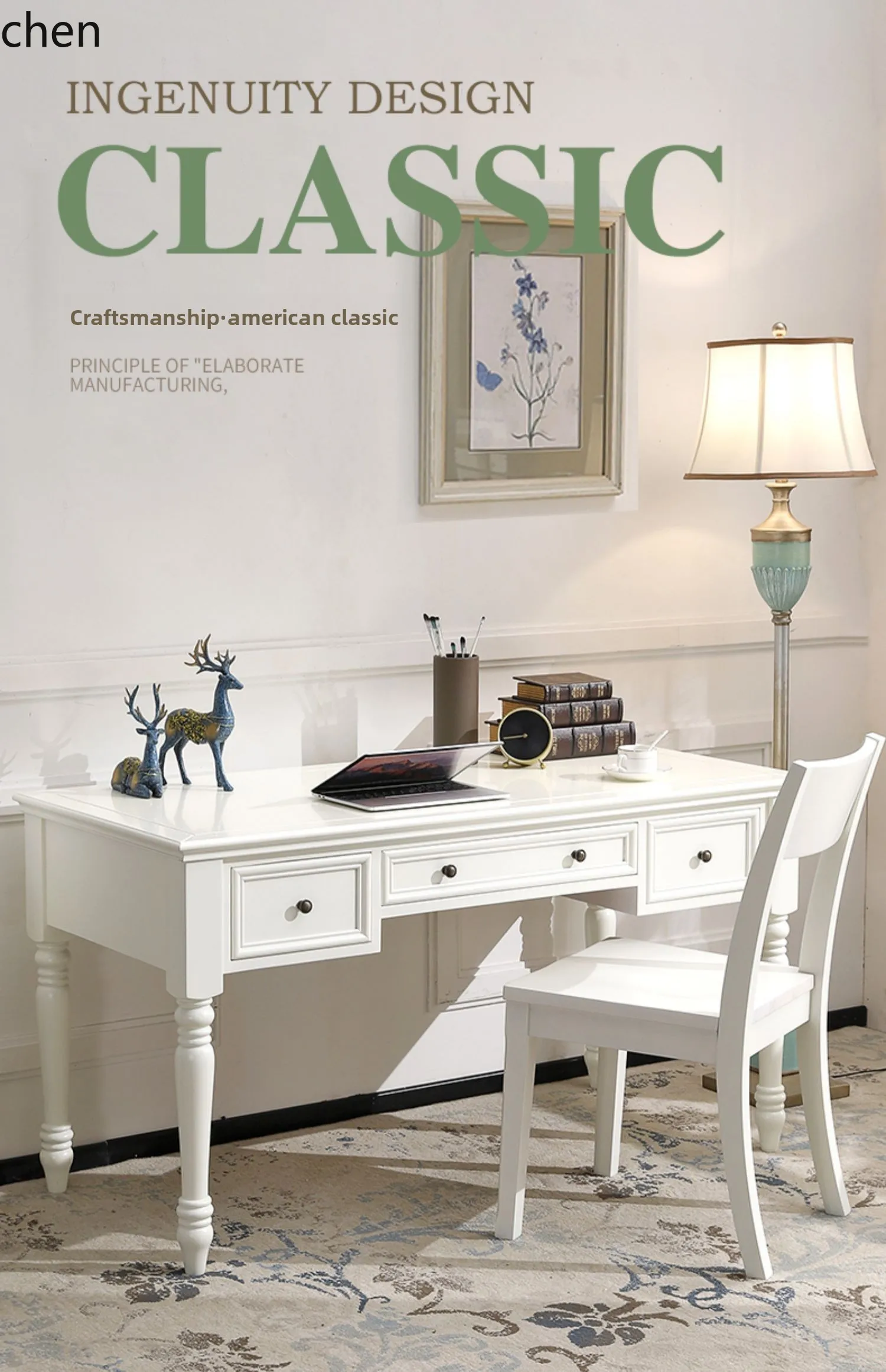 HT solid wood  simple small apartment room home writing desk study desk computer