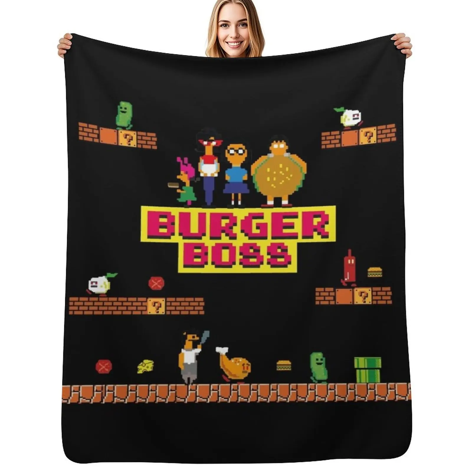 

Burger Boss pixel art Throw Blanket No Pilling Soft Warm Blanket for Bed
