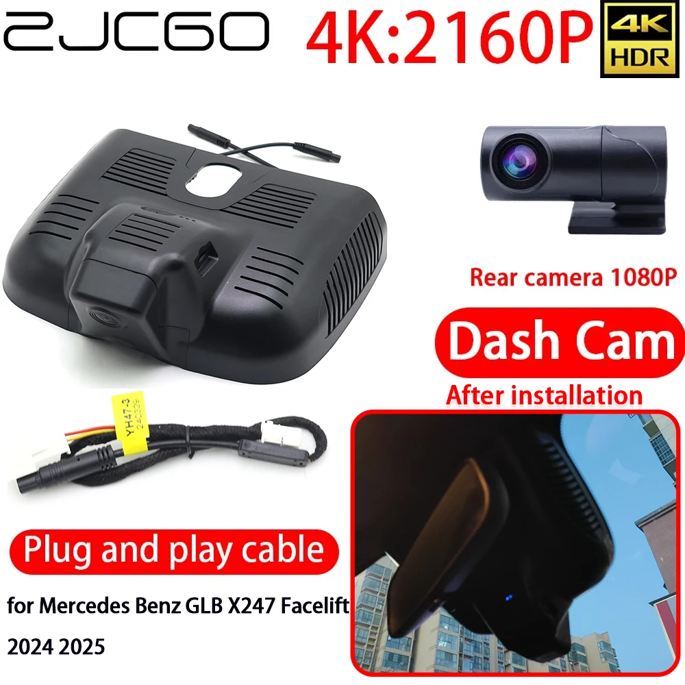 ZJCGO 4K Car DVR Dash Cam Wifi Front Rear Camera 24h Monitor for Mercedes Benz GLB X247 Facelift 2024 2025