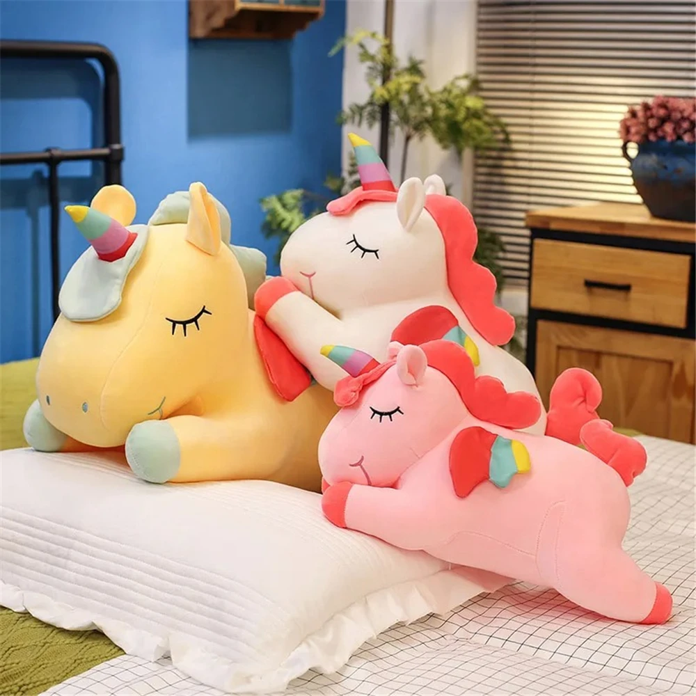 Cute Pony kawaii Plush Toy Rainbow Angel Unicorn Girl Heart Plush Doll Simulation Pony Stuffed Pillow Girlfriend Birthday Gift