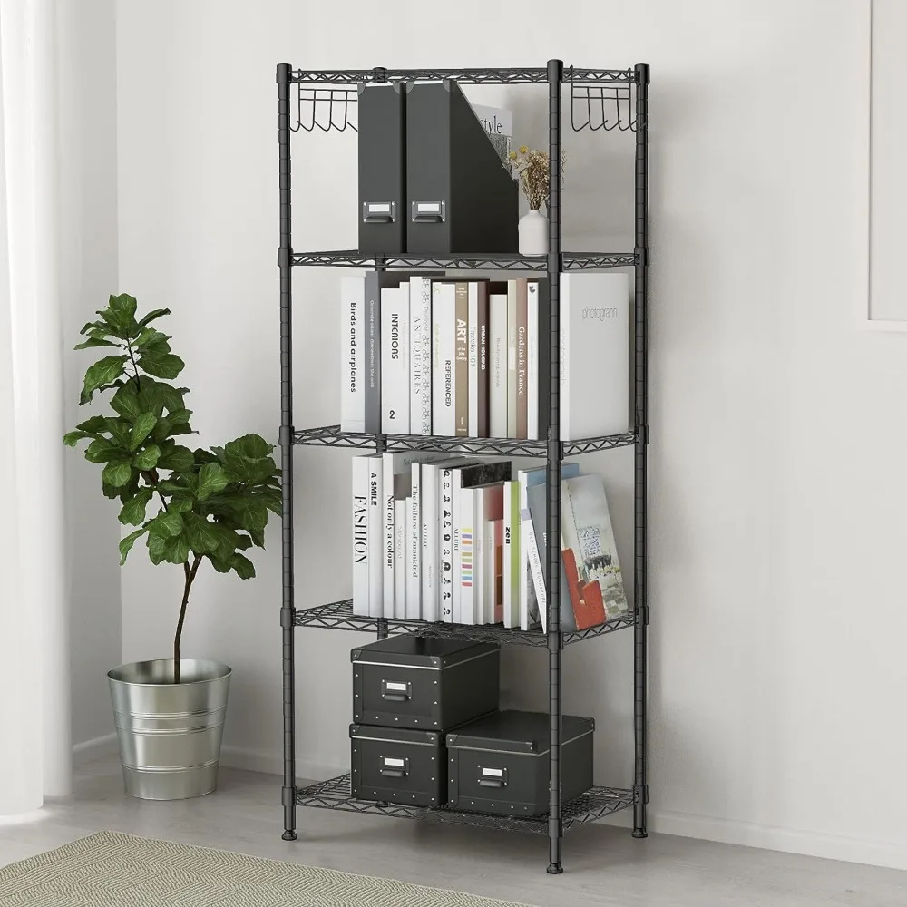 ALVOROG 5 Tier Shelves for Storage Shelving Units and Storage Heavy Duty Metal Storage Shelf Wire Rack Shelving Adjustable