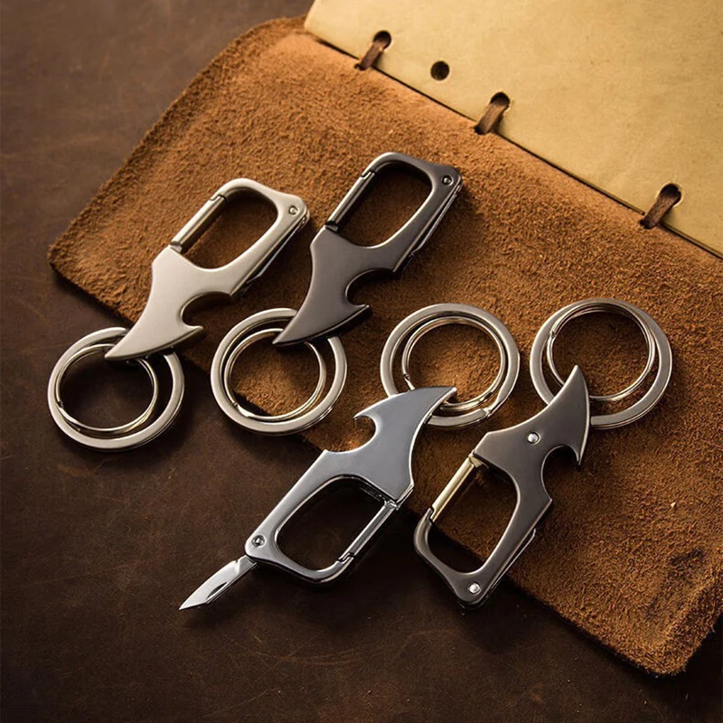 Creative Multifunctional Portable Zinc Alloy Folding Pocket Knives Tools With Car Keychain Ring And Bottle Opener Unusual Design