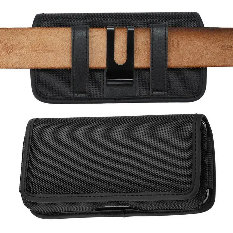 Vertical Nylon Cell Phone Belt Clip Holster Pouch Buckle Wallet Card Holder Case Cover For 4.0inch-6.7inch Phone