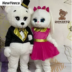 Luxury Teddy Bear Hare Mascot Costume Wedding Rabbit Role Play Costume Halloween Party Events Adults Mascot Cosplay Fursuit Gift