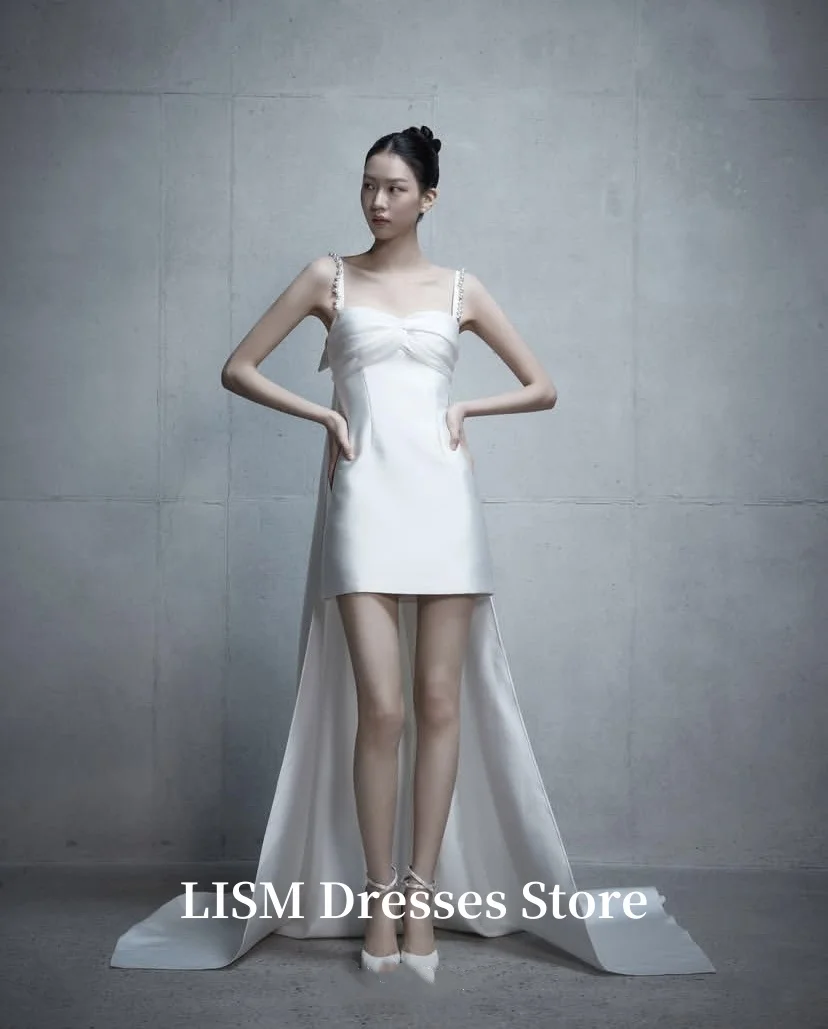LISM Sweetheart A-Line 한국 웨딩 드레스 Strapless 맞춤형 실크 새틴 우아한 신부 가운 결혼식 드레 사진 촬영