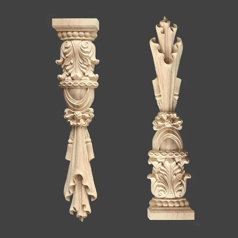 Accessories Carved Stigma Solid Wood Fireplace Cabinet Vertical Flower Roman Column Decoration European Style Home