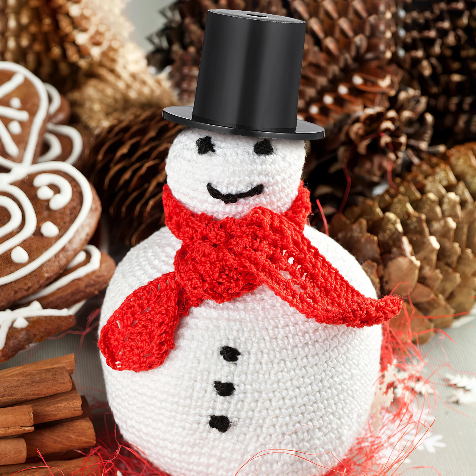 

50pcs Mini Snowman Top Hats Lightweight Plastic Craft DIY Decorative Accessories for Christmas Birthday Parties