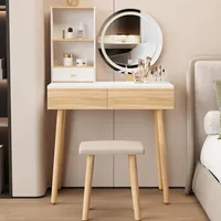 Makeup Vanity Desk with Lights,Small Vanity with Adjustable Brightness Mirror for Samll Spaces,Vanity Desk with Drawers