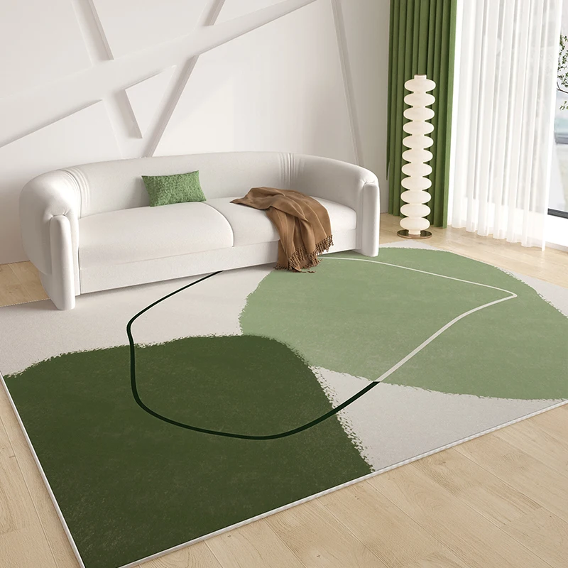 Tapis de style français vert pour salon, tapis de décoration pour chambre à coucher, tapis non ald, zone lea, tapis de sol courts pour la maison