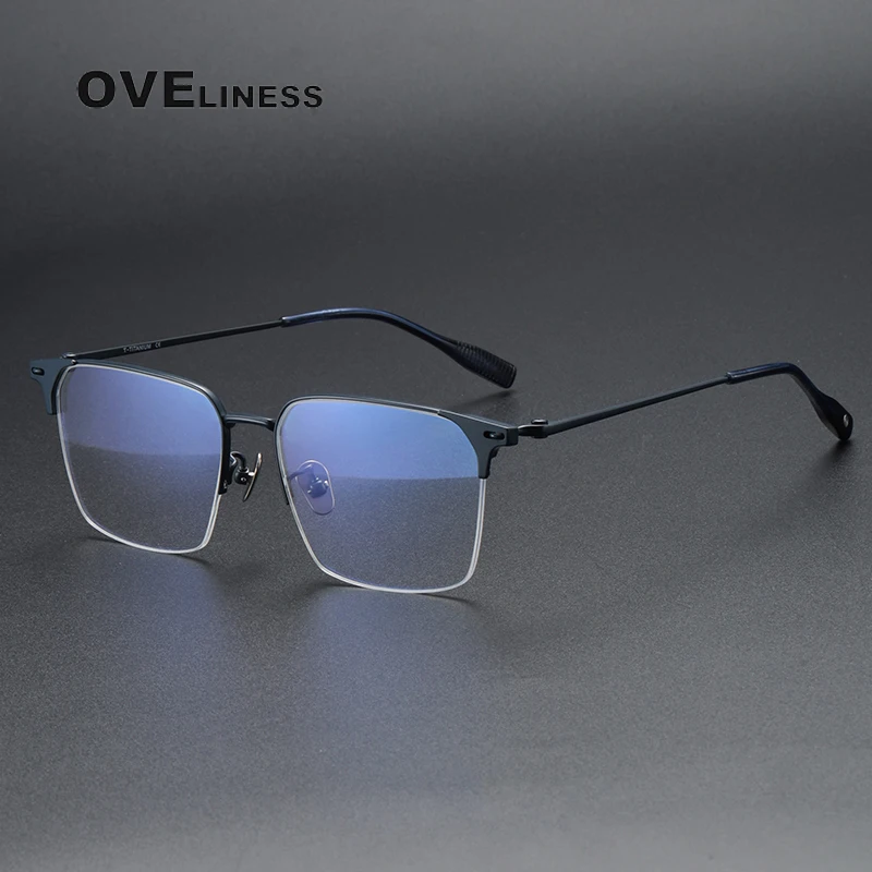 

2024 Vintage pure Titanium Eyeglasses Frame Men Retro Half Glasses Frame Women Luxury Brand Designer Eyewear spectacles