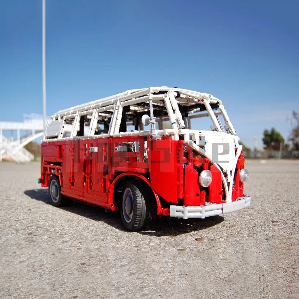 MOC-5168 Volkswagen Typ 2 T1 Bus RC von Sheepo Bausteinmodell, gespleißtes elektrisches Spielzeugpuzzle, Kindergeschenk