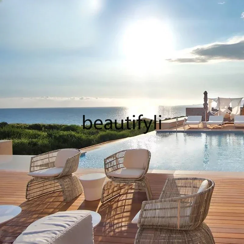 Rattan sofa casual simple different open-air garden courtyard outdoor sofa rattan sofa  H