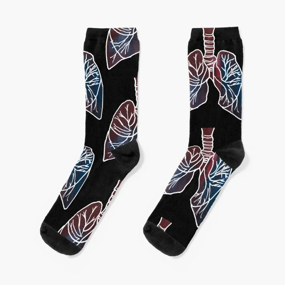 

Gouached Lungs Socks hockey sports and leisure short Men Socks Women's